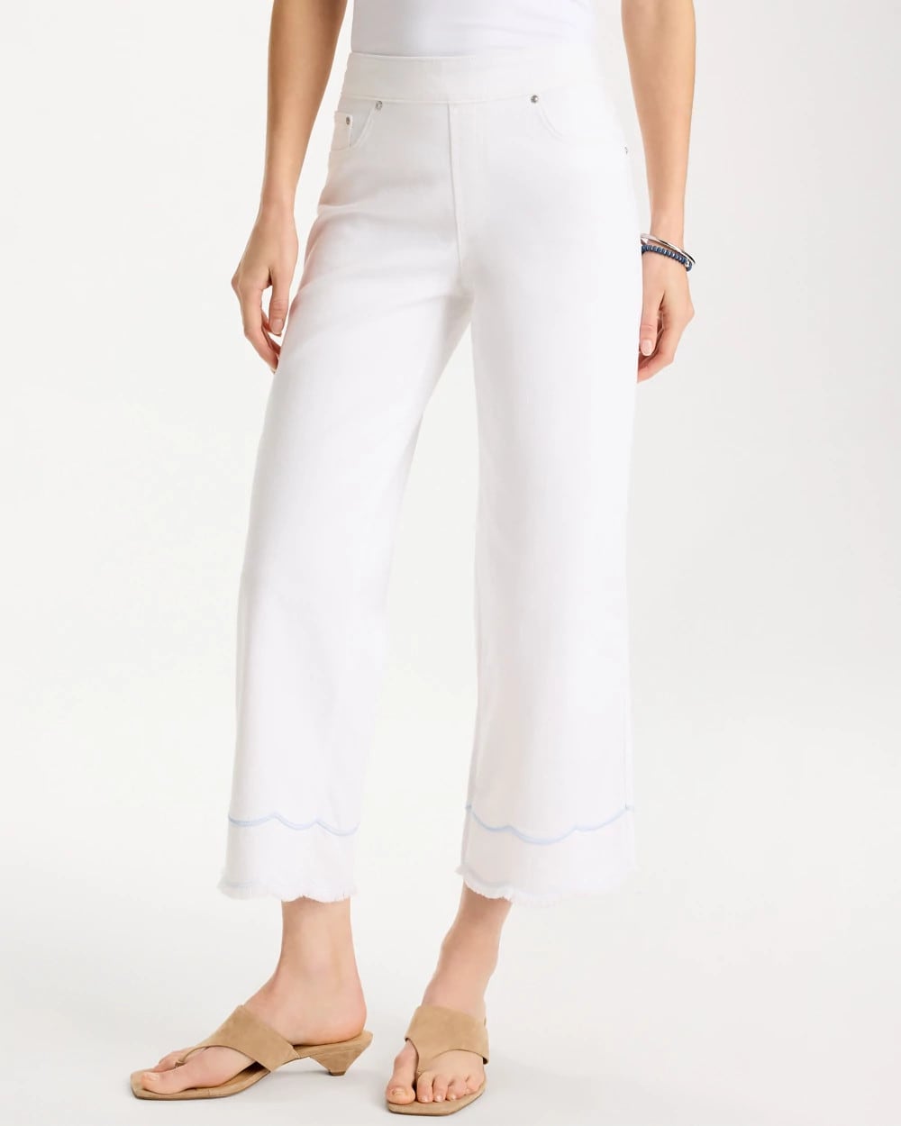 Chico's On Sale - Pull-On Wide-Leg White Crop Jeans