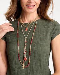 Chico's US - Coral Agate Short Pendant Necklace