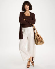 Chico's On Sale - Pinstriped Linen-Cotton Crop Pant