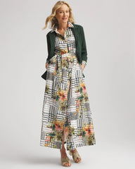 Chico's Discount - Artisanal Floral Print Maxi Shirtdress