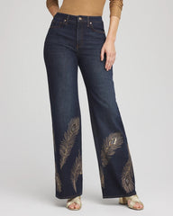 Chico's For Sale - Embellished High-Rise Wide-Leg Jeans