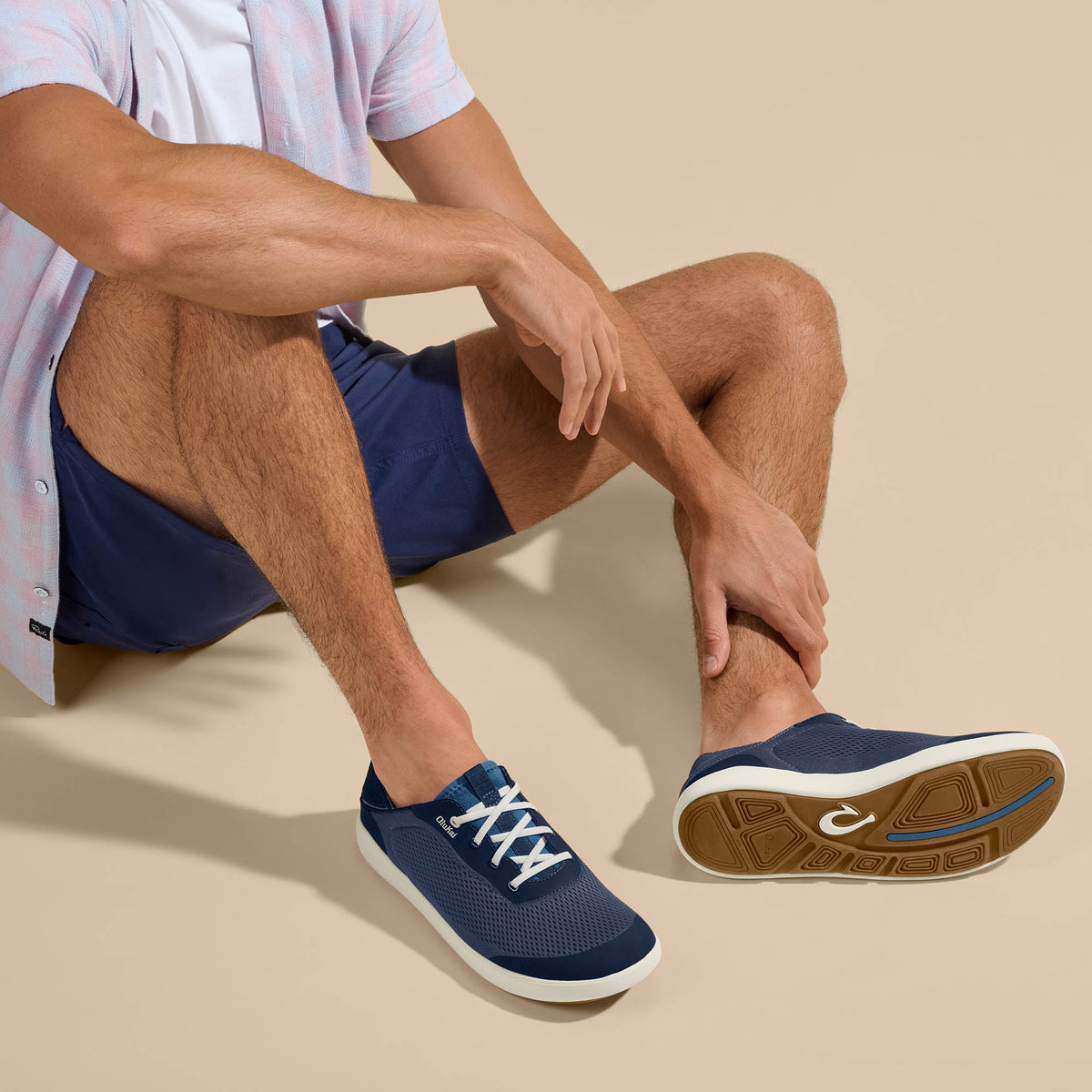 Moku Pae Men's Boat Shoes - Trench Blue / Off White