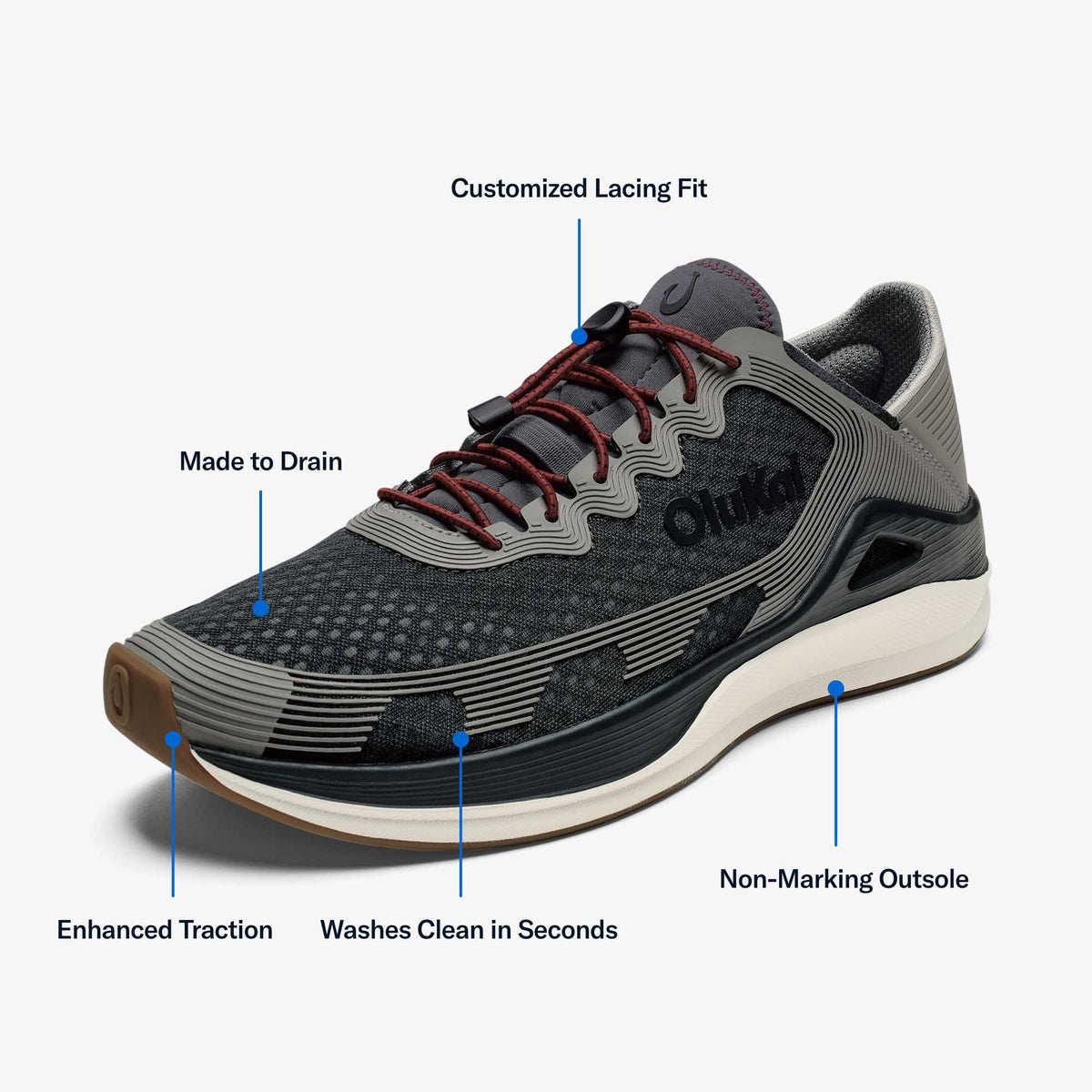 ‘Ahi Men’s Water Boat Shoes - Rock / Ash