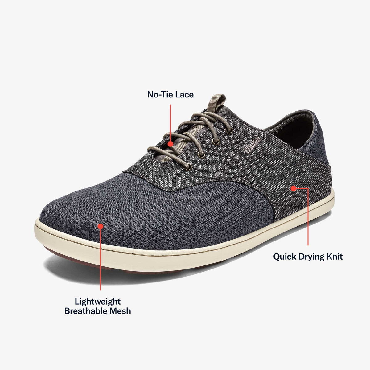 Nohea Moku Men's Boat Shoes - Charcoal / Clay