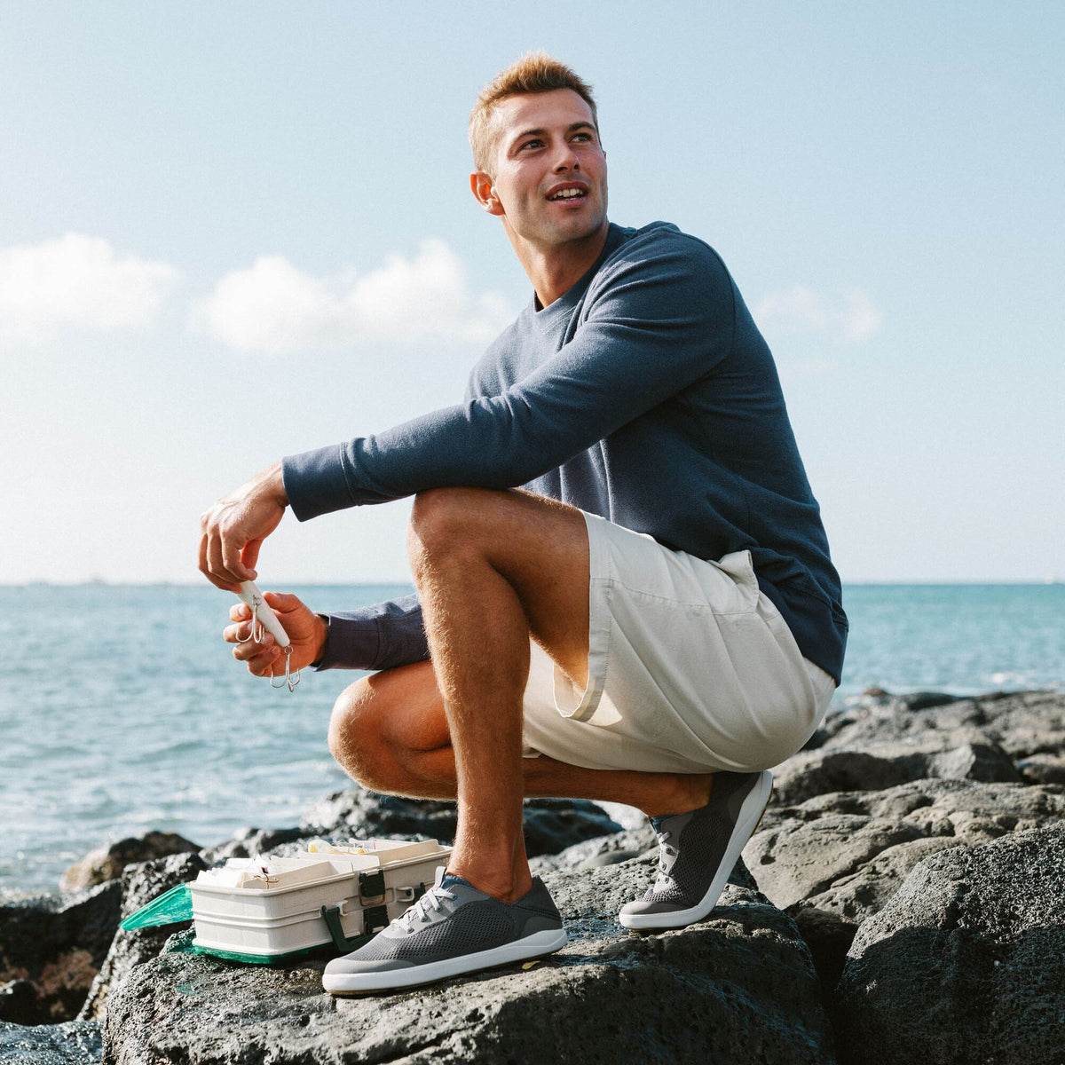 Moku Pae Men's Boat Shoes - Pavement / Vintage Blue