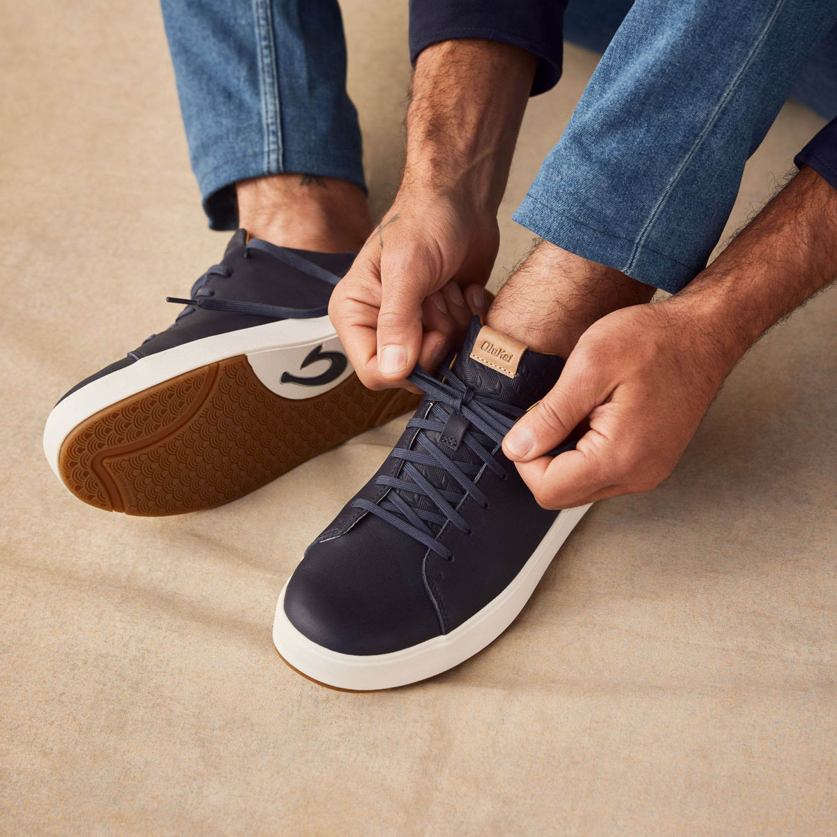 Lae‘ahi Lī ‘Ili Men's Leather Sneakers - Trench Blue