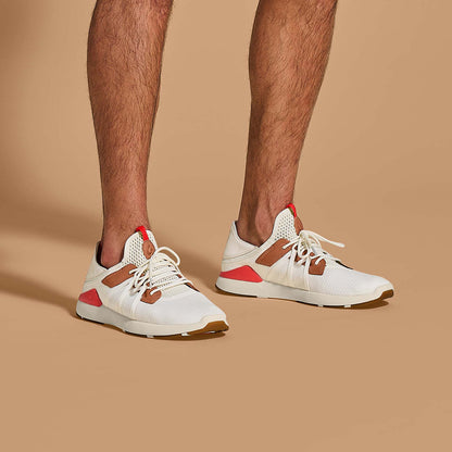 Mio Lī Men's Athletic Shoes - Bright White / Red Lava