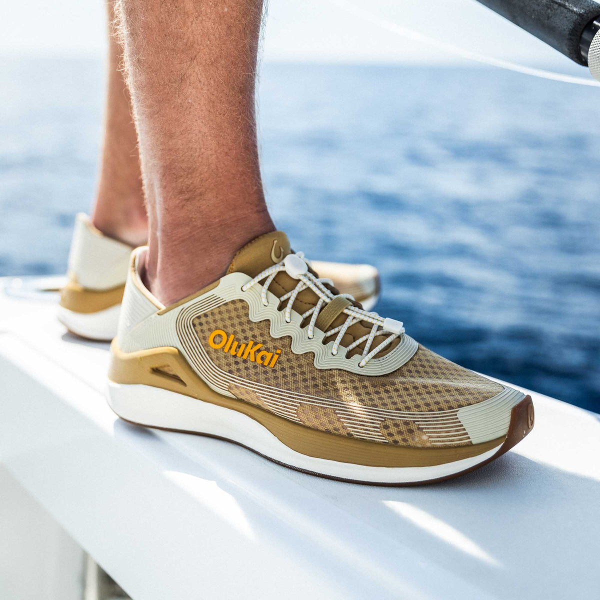 ‘Ahi Men’s Water Boat Shoes - Tan / Tapa