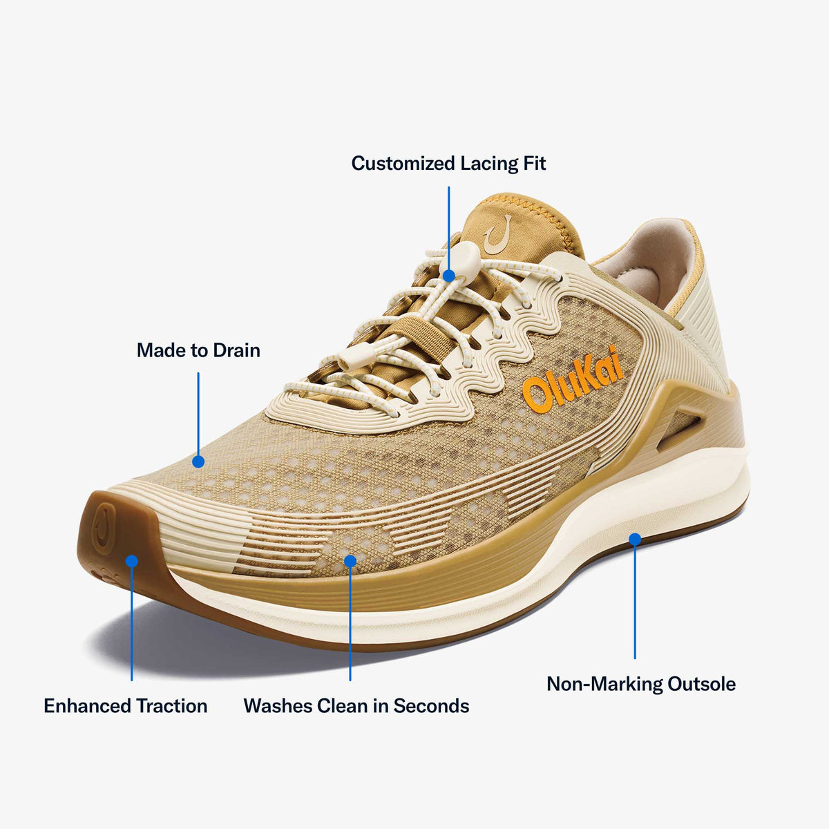 ‘Ahi Men’s Water Boat Shoes - Tan / Tapa