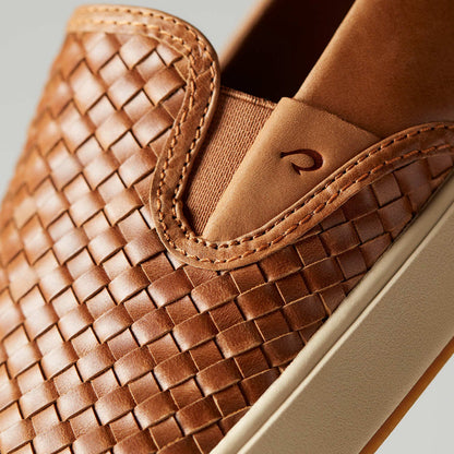 Lae‘ahi Lauhala Men's Leather Slip-On Sneakers - Fox