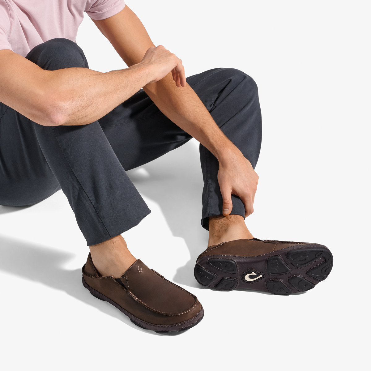 Moloā Men's Leather Slip On Shoes - Dark Wood / Dark Java