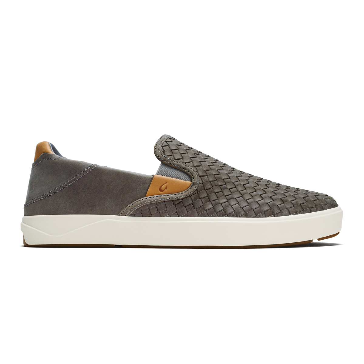 Lae‘ahi Lauhala Men's Leather Slip-On Sneakers - Ash