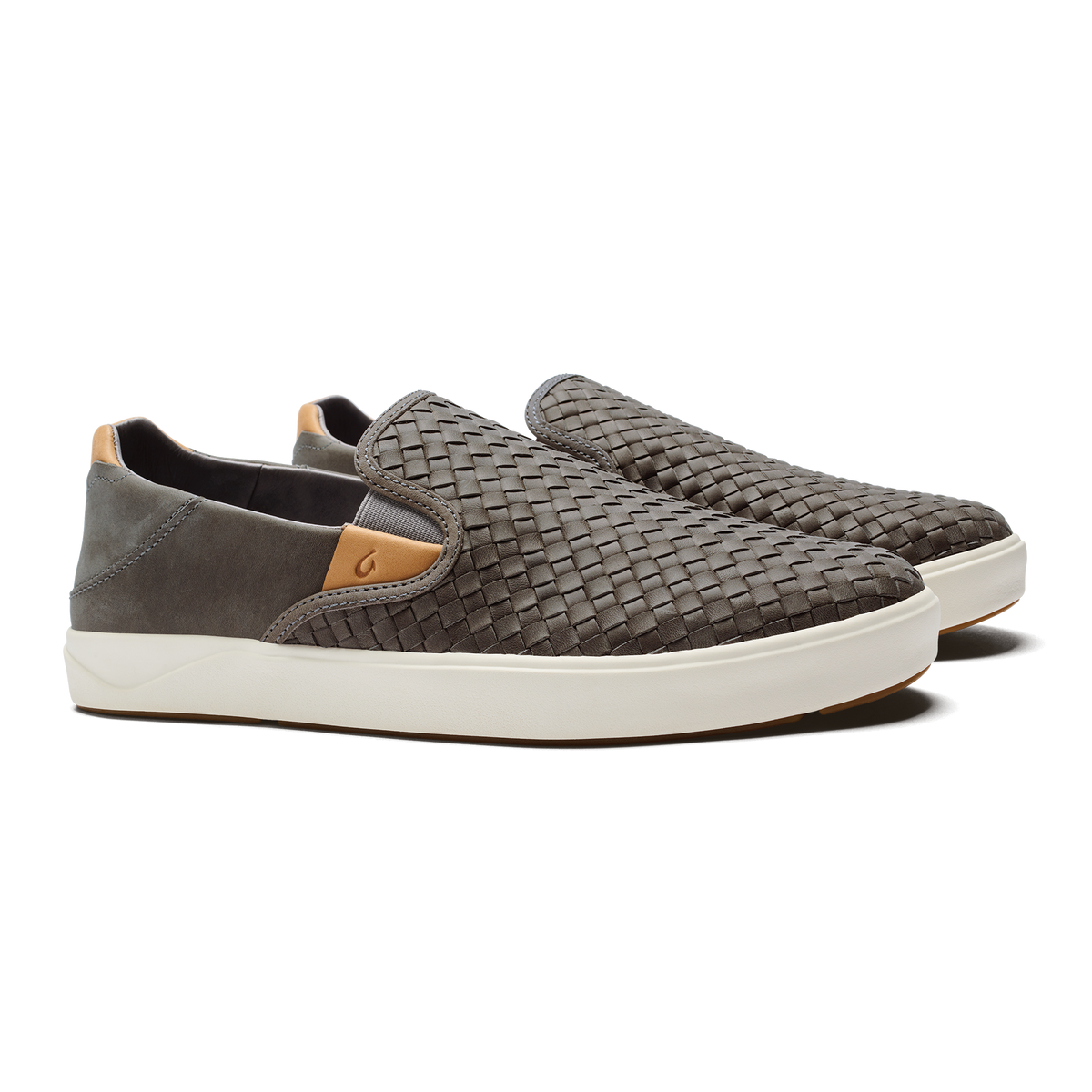 Lae‘ahi Lauhala Men's Leather Slip-On Sneakers - Ash