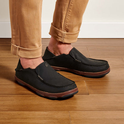 Moloā Men's Leather Slip On Shoes - Black / Toffee