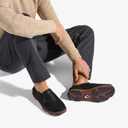 Moloā Men's Leather Slip On Shoes - Black / Toffee