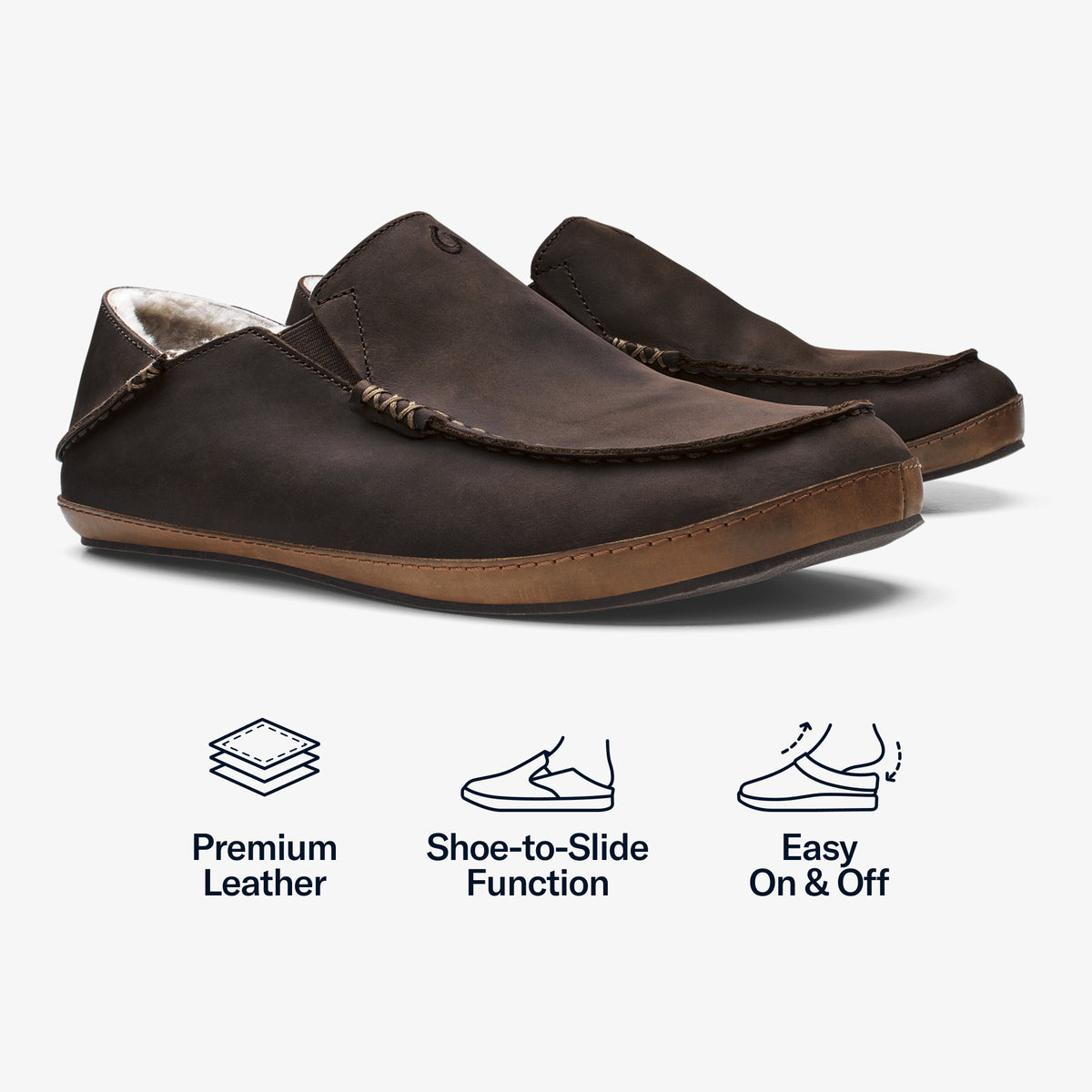 Moloā Men's Nubuck Leather Slippers - Dark Wood