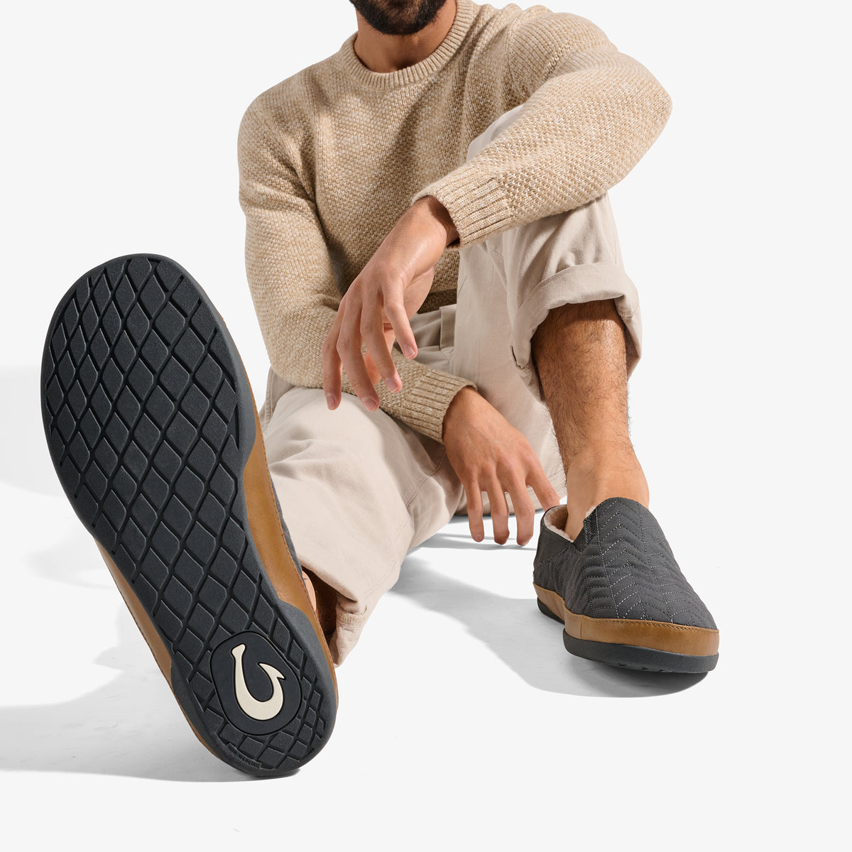 Hanohano Men’s Waxed Canvas Slippers - Dark Shadow