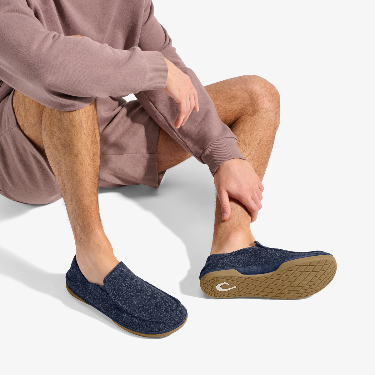 Moloā Hulu Men’s Wool Slippers - Trench Blue