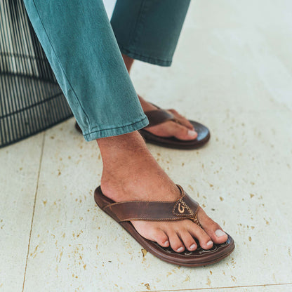 Mekila Men's Full-Grain Leather Beach Sandals - Natural