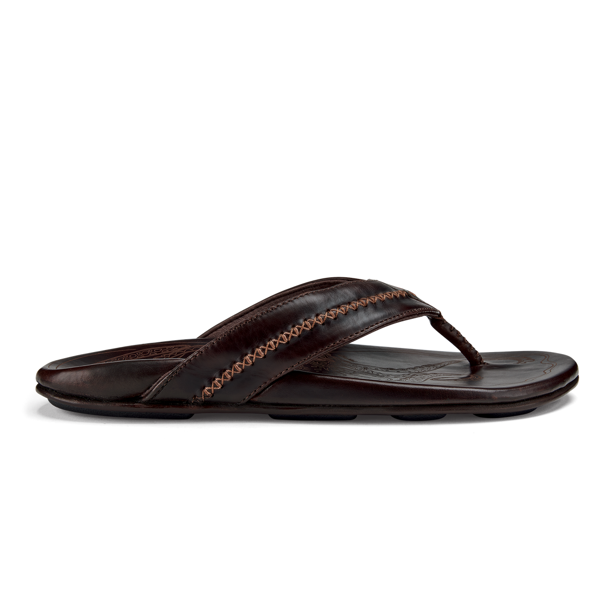 Mea Ola Men's Leather Beach Sandals - Dark Java