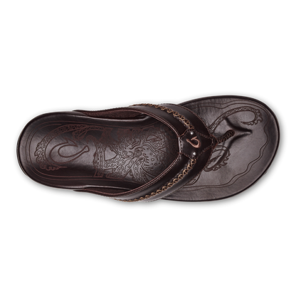 Mea Ola Men's Leather Beach Sandals - Dark Java