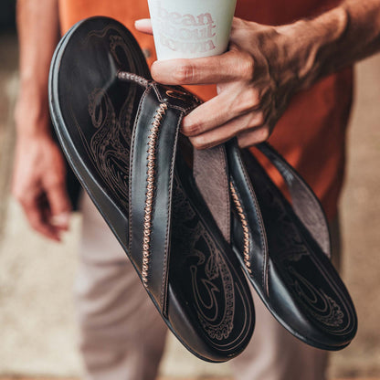 Mea Ola Men's Leather Beach Sandals - Dark Java