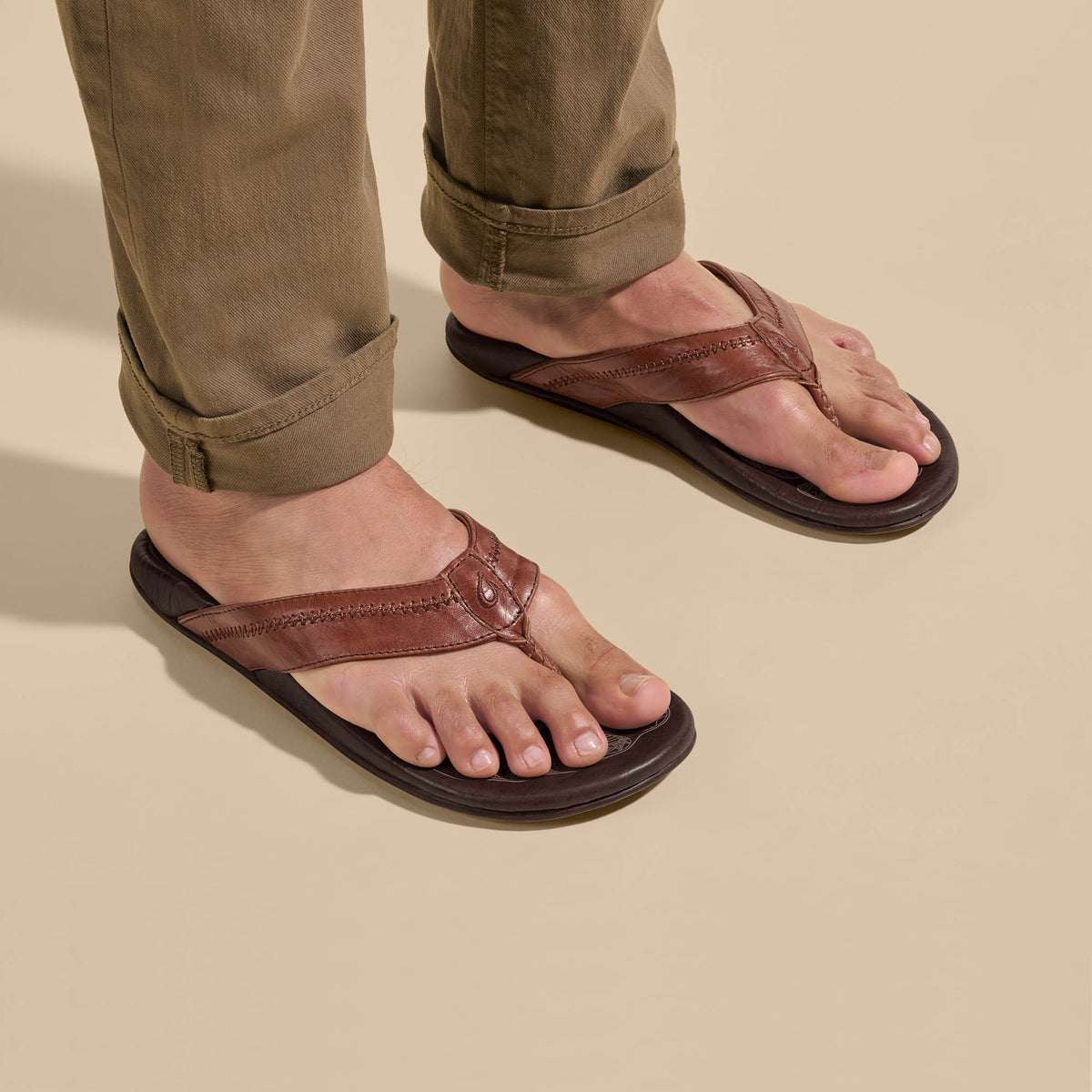 Hiapo - Rum / Dark Wood Men’s Leather Beach Sandals