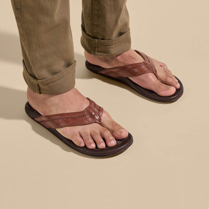 Hiapo - Rum / Dark Wood Men’s Leather Beach Sandals