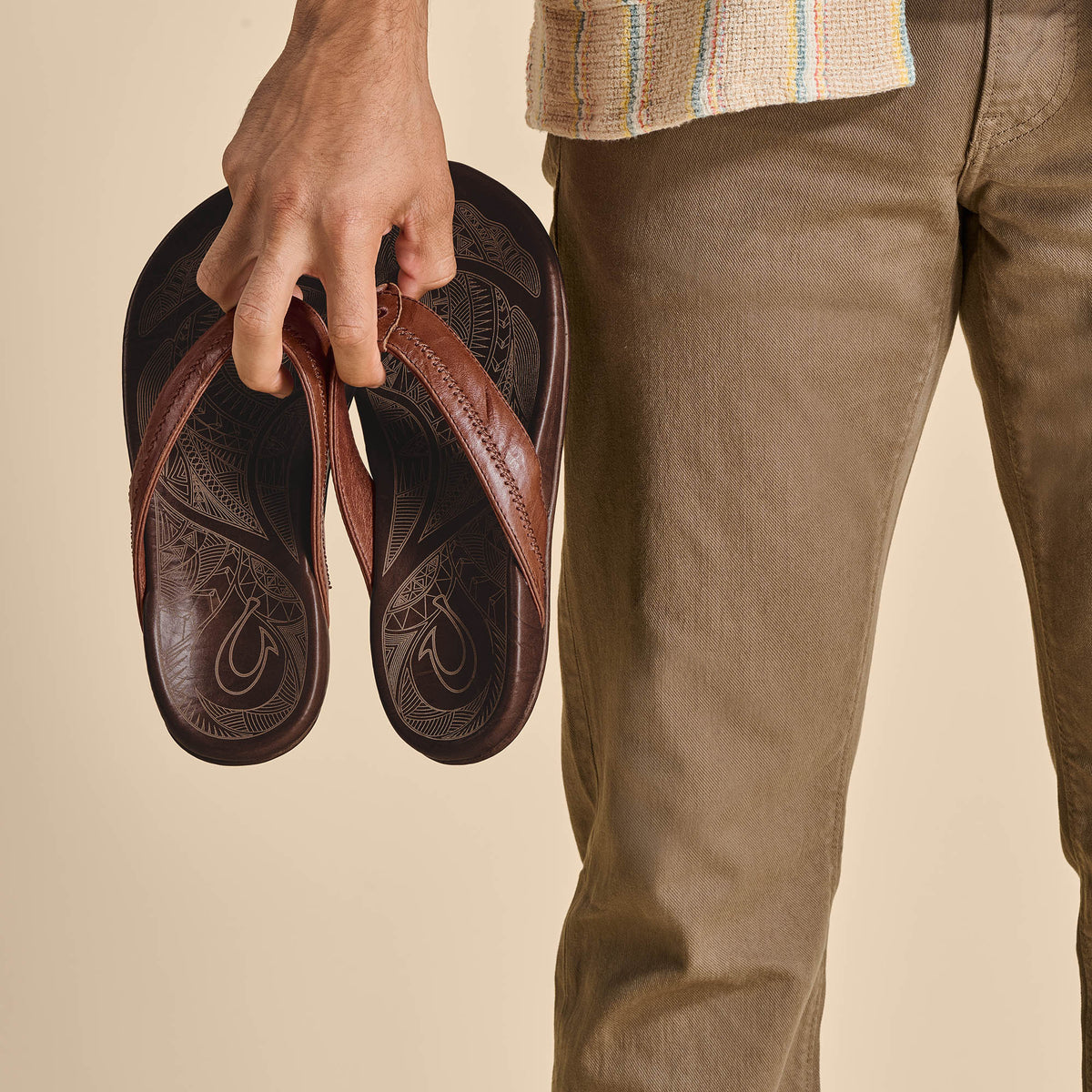 Hiapo - Rum / Dark Wood Men’s Leather Beach Sandals