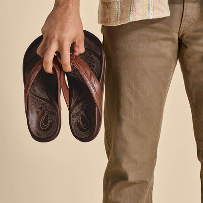 Hiapo - Rum / Dark Wood Men’s Leather Beach Sandals
