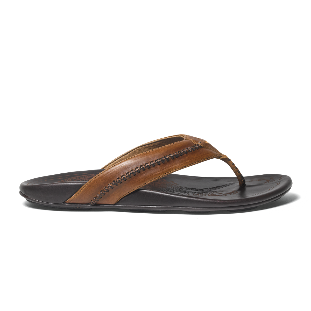 Mea Ola Men's Leather Sandals - Tan / Dark Java