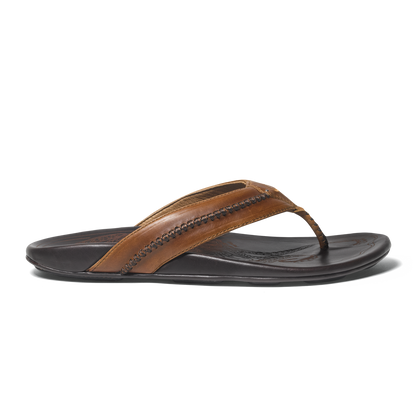 Mea Ola Men's Leather Sandals - Tan / Dark Java