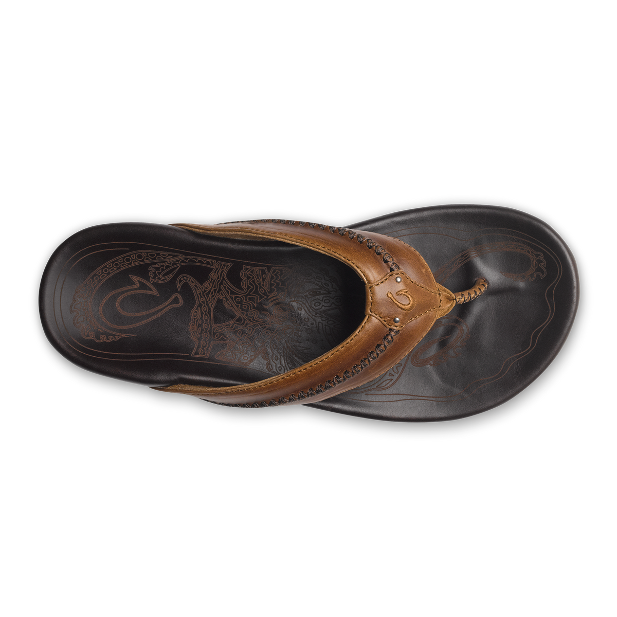 Mea Ola Men's Leather Sandals - Tan / Dark Java