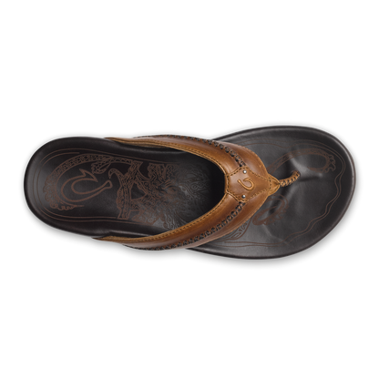 Mea Ola Men's Leather Sandals - Tan / Dark Java