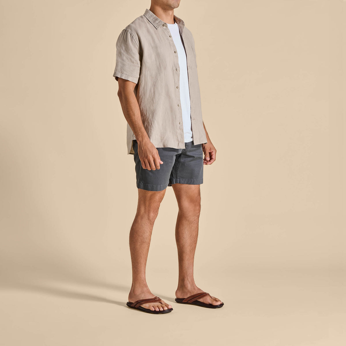 Mea Ola Men's Leather Sandals - Tan / Dark Java