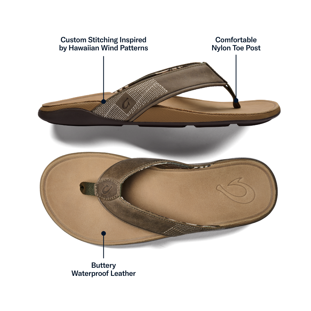 Tuahine Men's Waterproof Leather Beach Sandals - Hunter