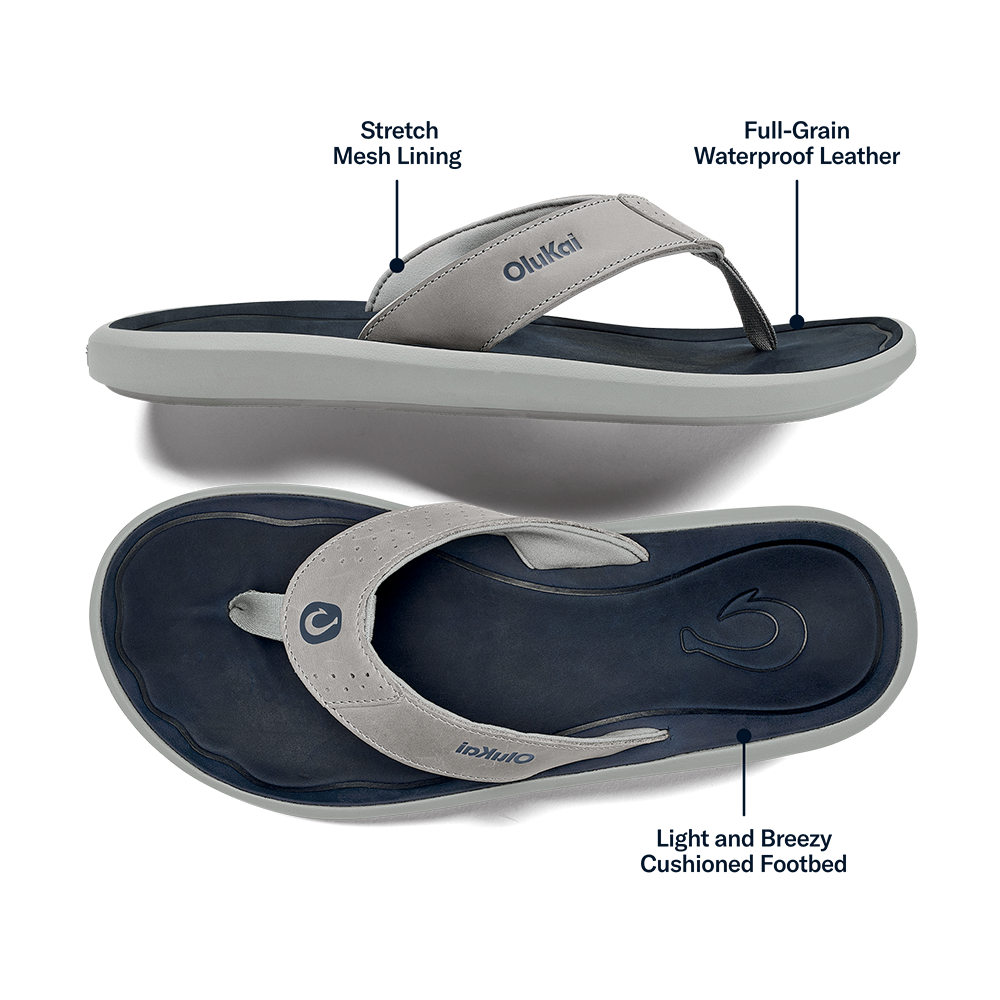 Pili Men’s Waterproof Leather Sandals - Ash / Mood Indigo