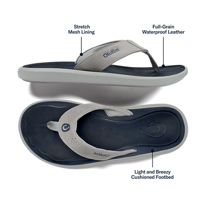 Pili Men’s Waterproof Leather Sandals - Ash / Mood Indigo