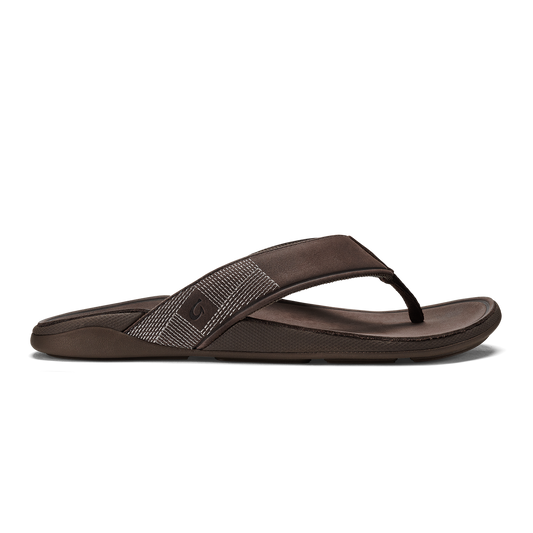 Tuahine Men's Waterproof Leather Beach Sandals - Dark Wood