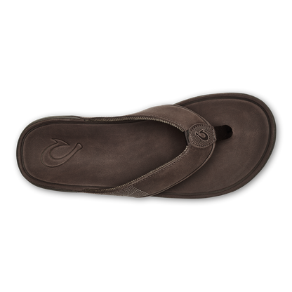Tuahine Men's Waterproof Leather Beach Sandals - Dark Wood