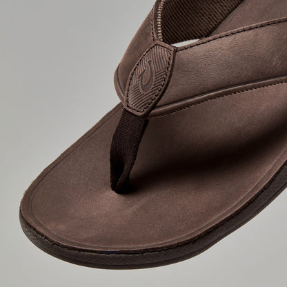 Tuahine Men's Waterproof Leather Beach Sandals - Dark Wood