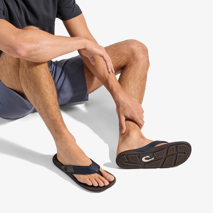 Tuahine Men's Waterproof Leather Beach Sandals - Trench Blue