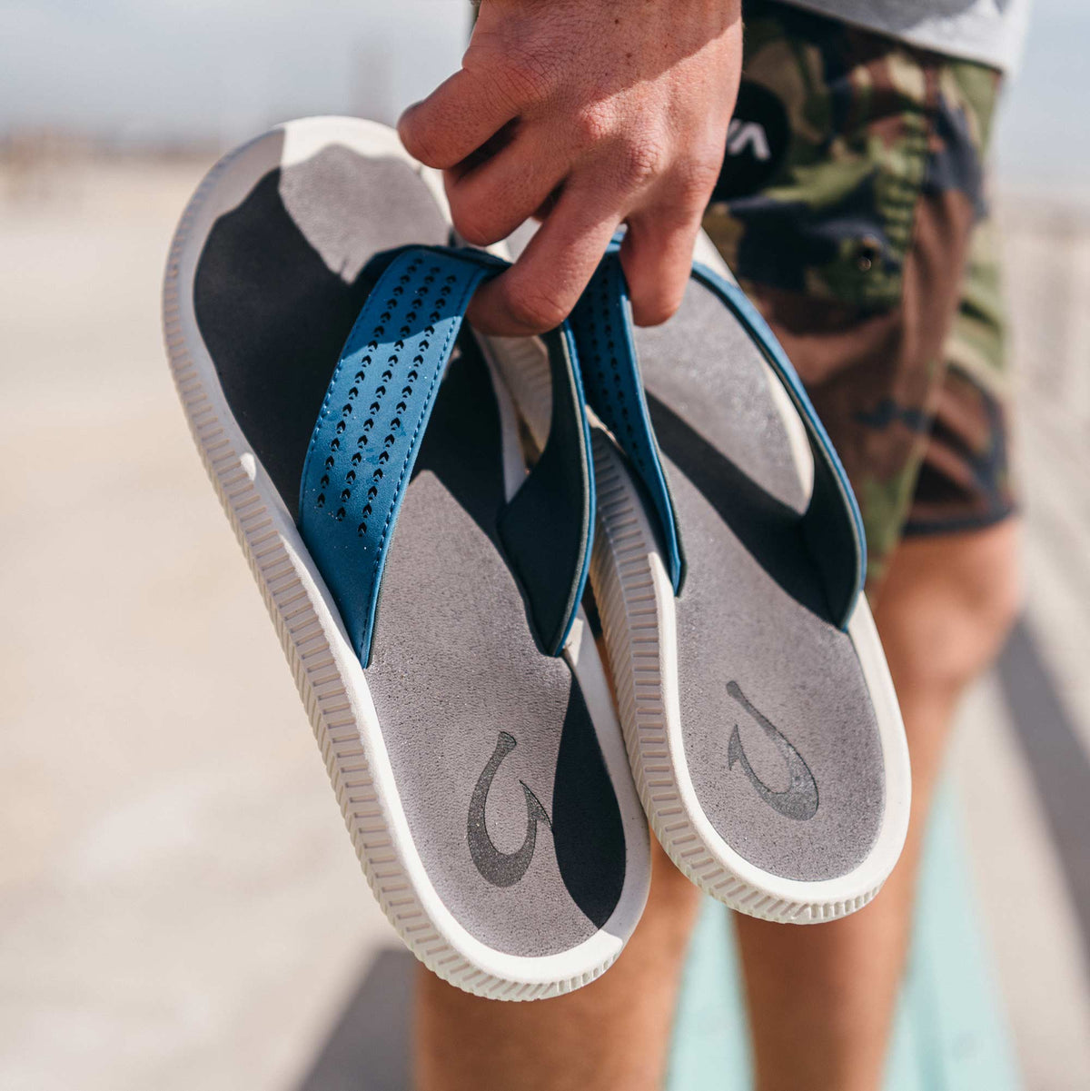 Ulele Men's Beach Sandals - Slate Blue / Charcoal