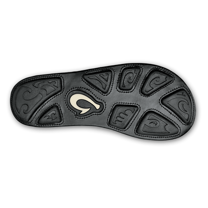 OluKai Mea Ola - Black | Men's Leather Beach Sandals