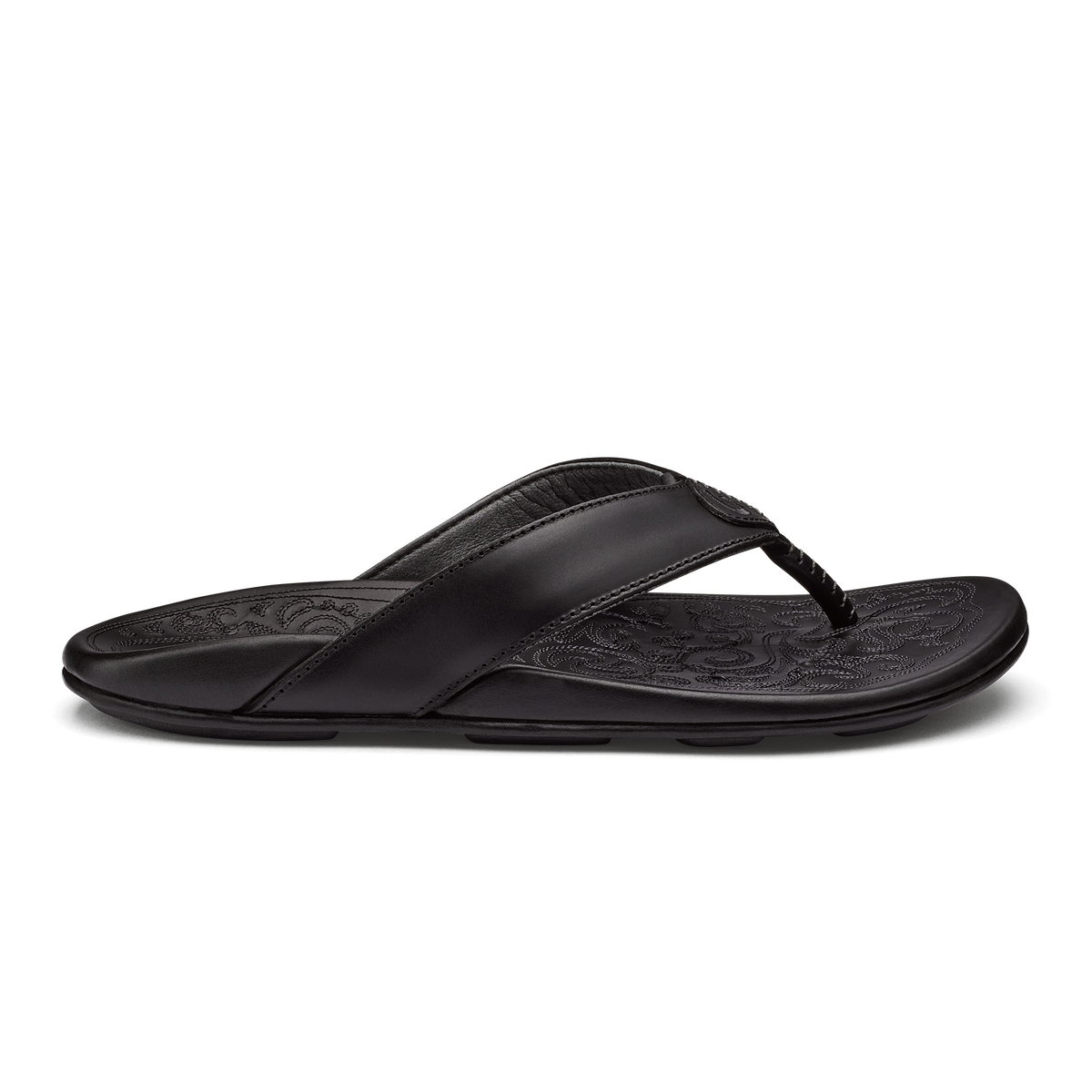 Mekila Men's Full-Grain Leather Beach Sandals - Black