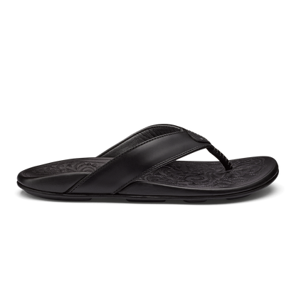 Mekila Men's Full-Grain Leather Beach Sandals - Black