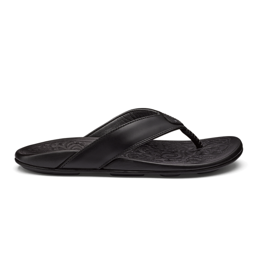 Mekila Men's Full-Grain Leather Beach Sandals - Black