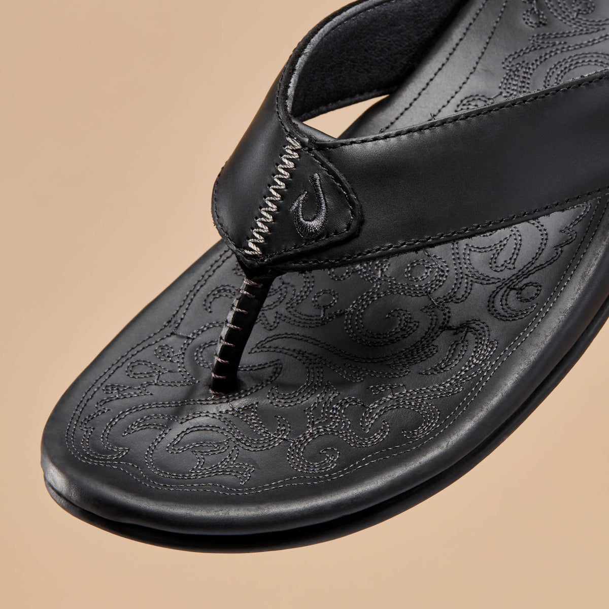 Mekila Men's Full-Grain Leather Beach Sandals - Black