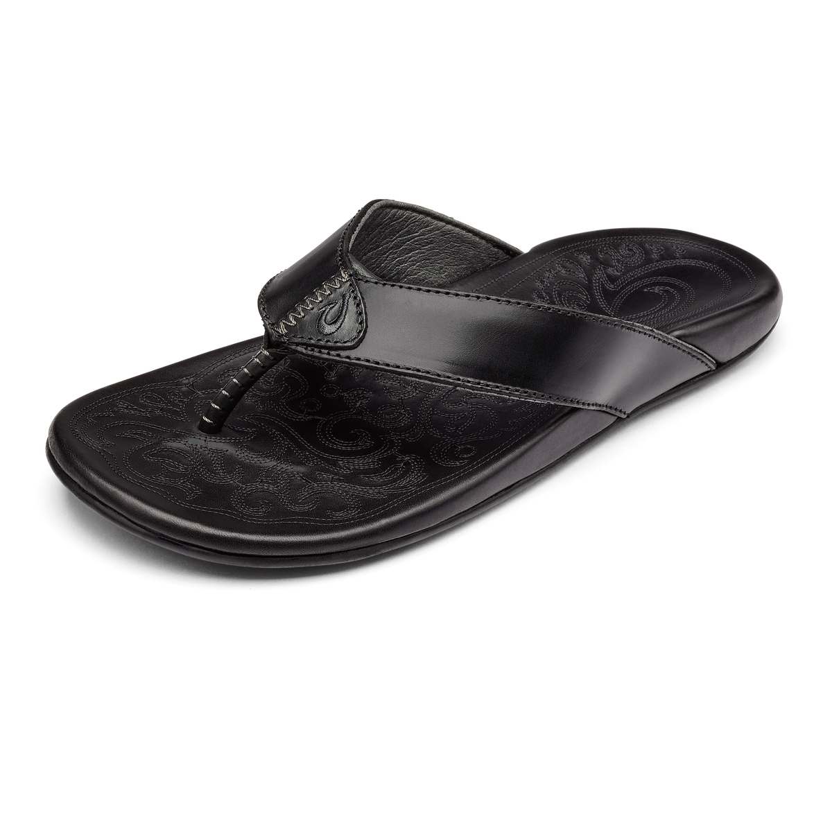 Mekila Men's Full-Grain Leather Beach Sandals - Black
