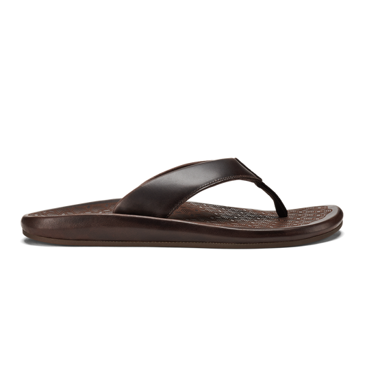 ‘Ilikai Men‘s Leather Beach Sandals - Dark Wood